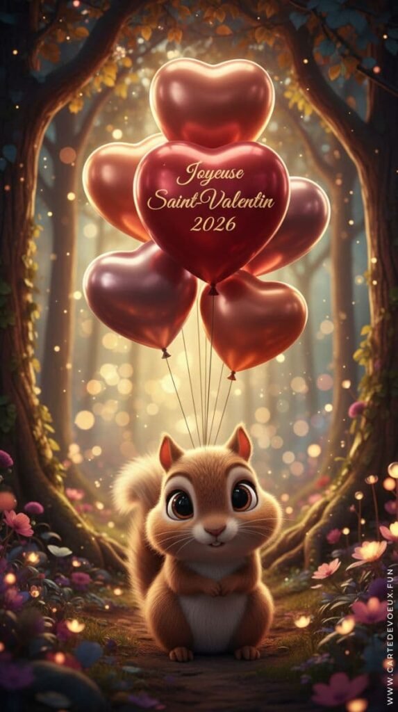 Saint-Valentin 2026 carte voeux écureuil