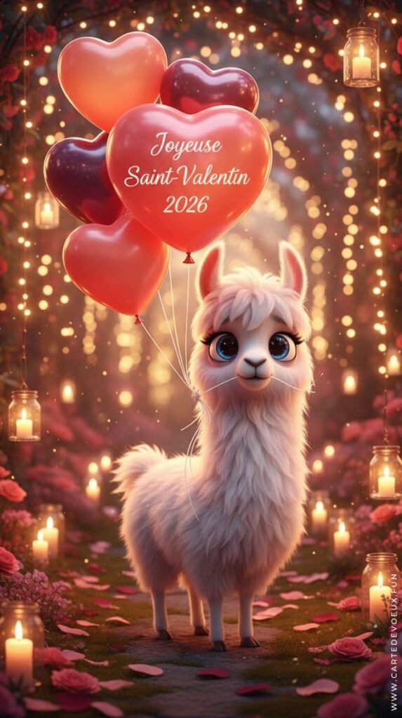 Saint-Valentin 2026 carte voeux lama