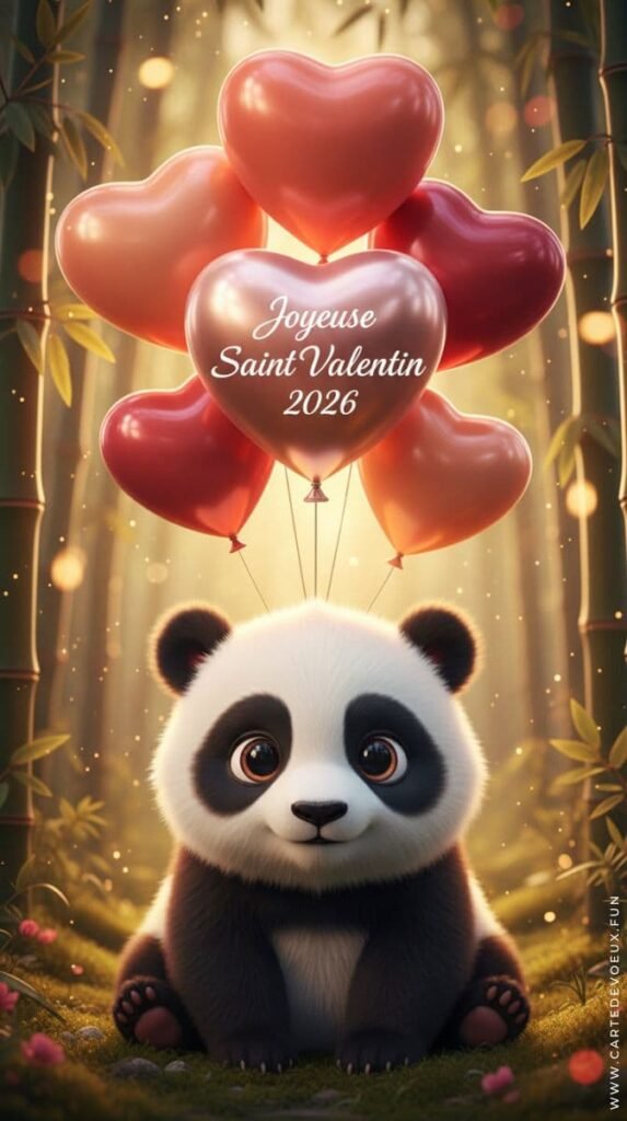 Saint Valentin 2026 carte voeux panda